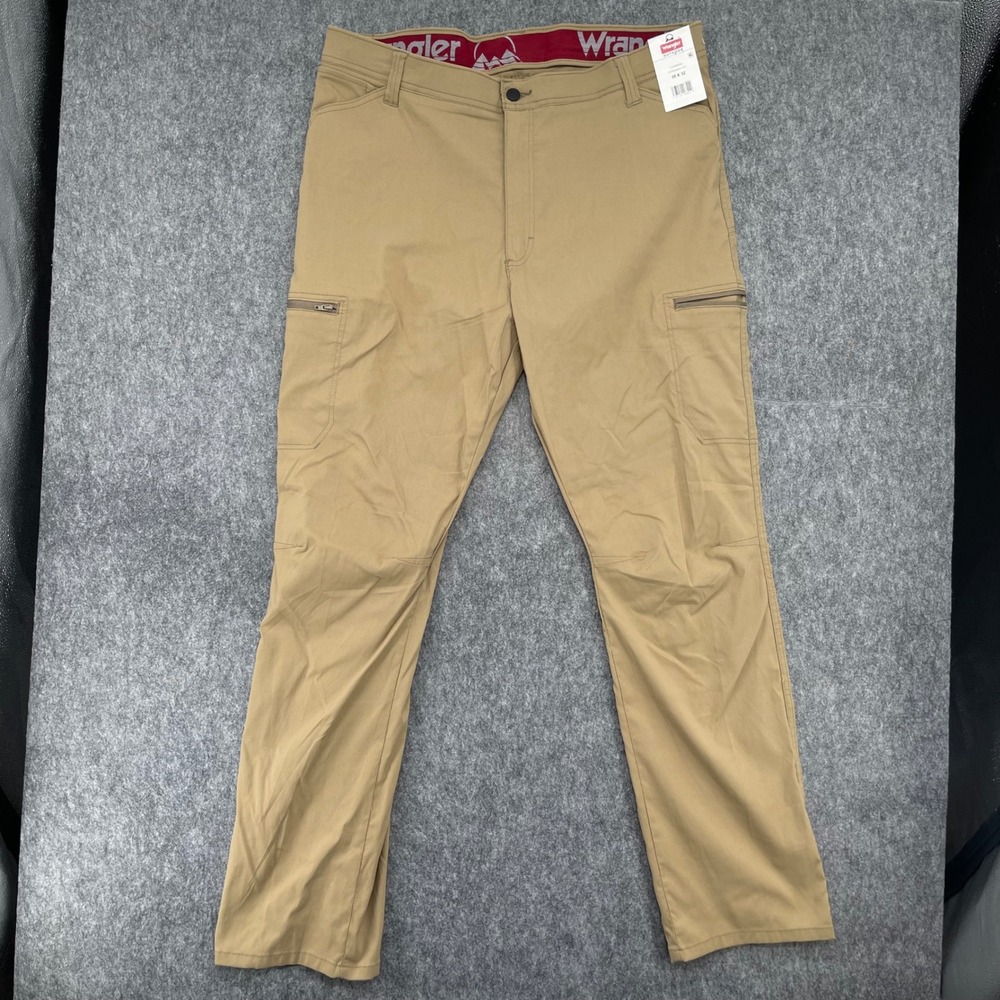 Wrangler Outdoor Cargo Pants Mens 38x32 Straight Fit Tan Khaki  112369392